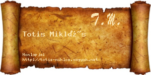 Totis Miklós névjegykártya